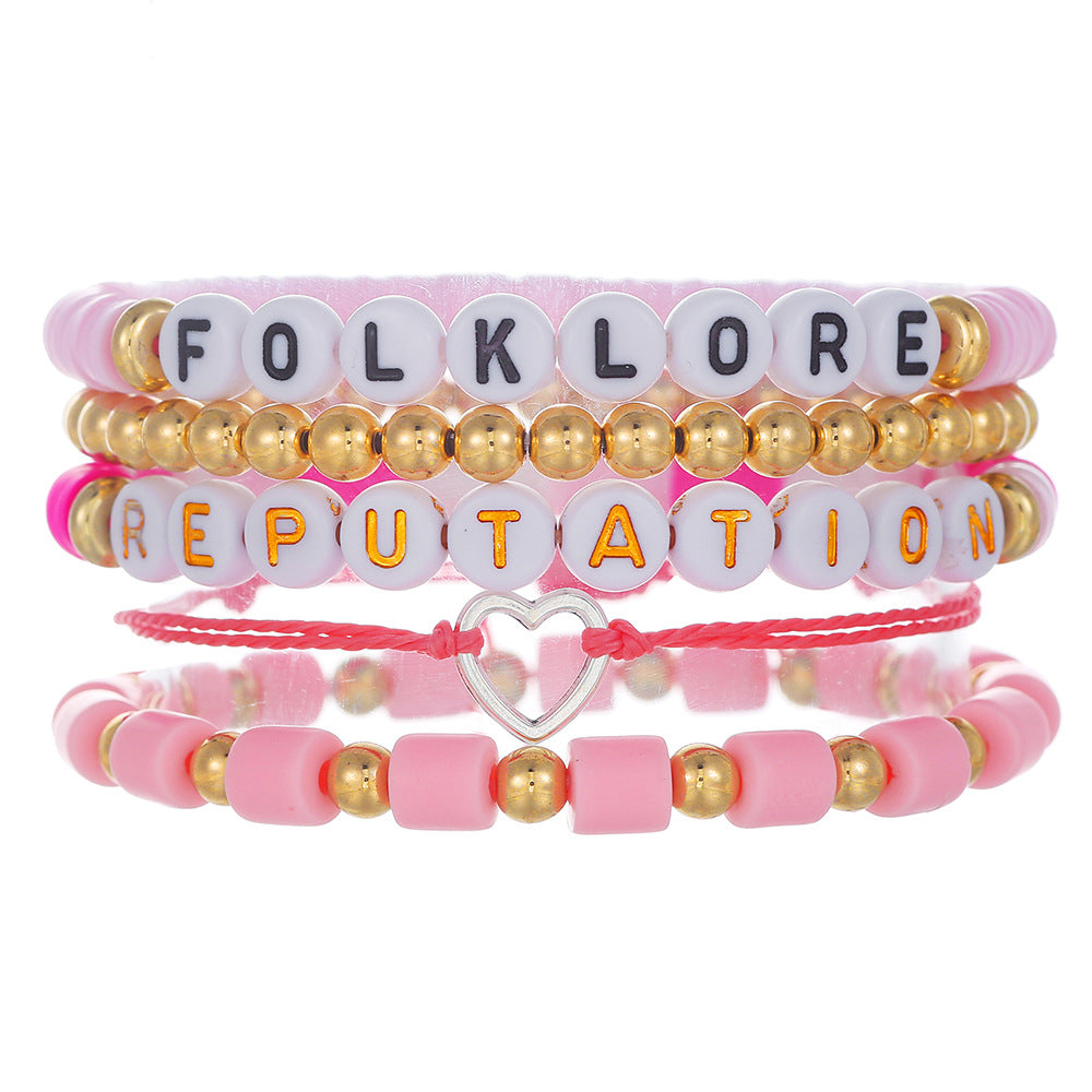 Colorful Letter Resin Beaded Bracelet Set