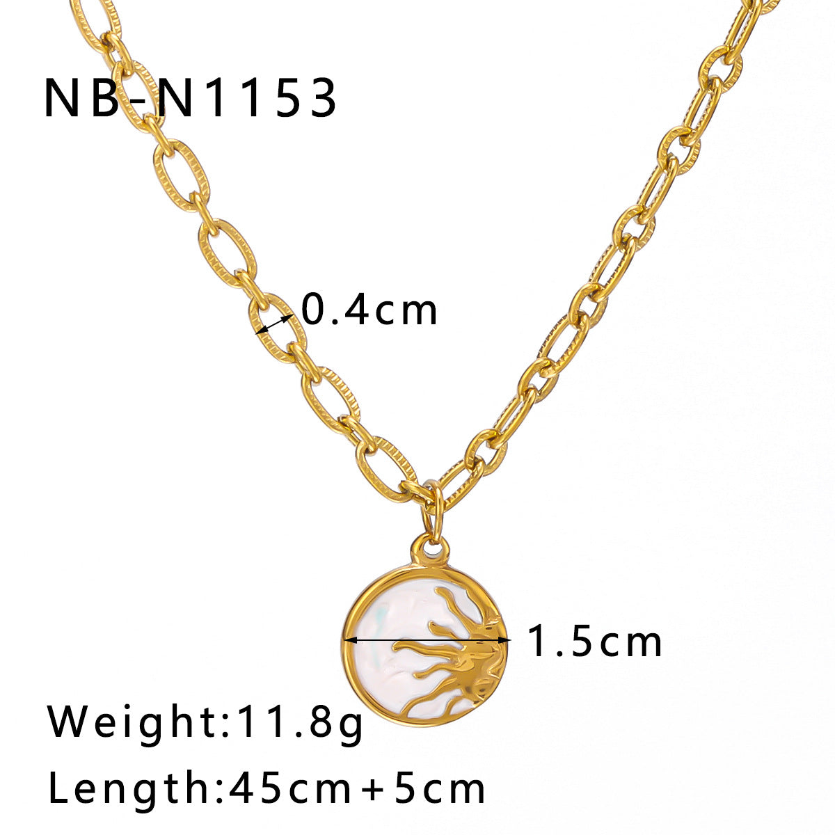 Collana pendente Sole e Luna geometrici da donna in acciaio inossidabile con placcatura in oro 18 carati e intarsio di strass su delicata catena a clavicola
