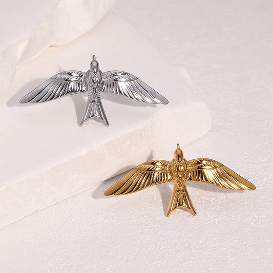 Minimalist Bird-Shaped Stainless Steel Open Ring with Plated Finish for Women