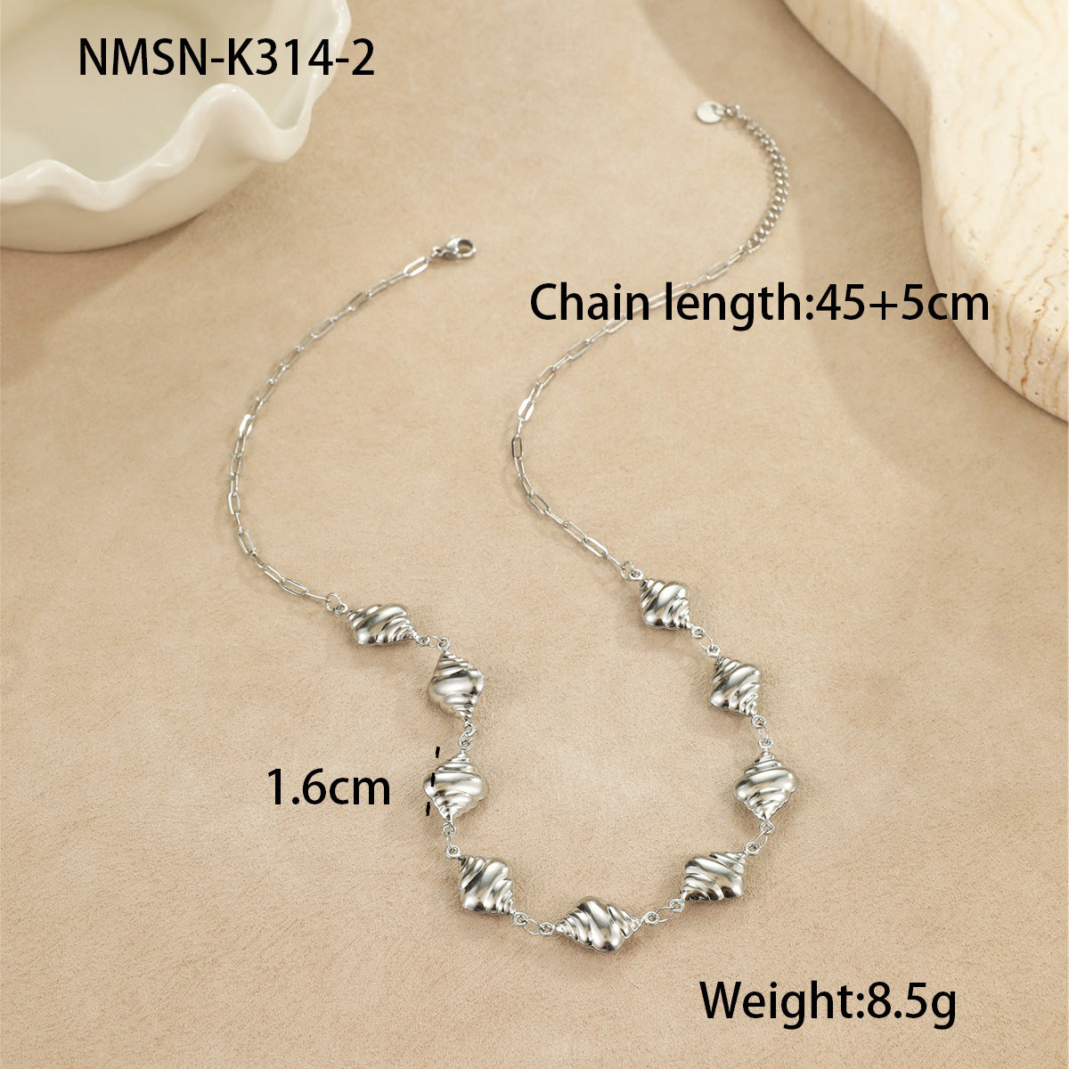 Collar con colgante de estrella de mar y concha marina minimalista de moda en acero inoxidable con acabado chapado para mujer