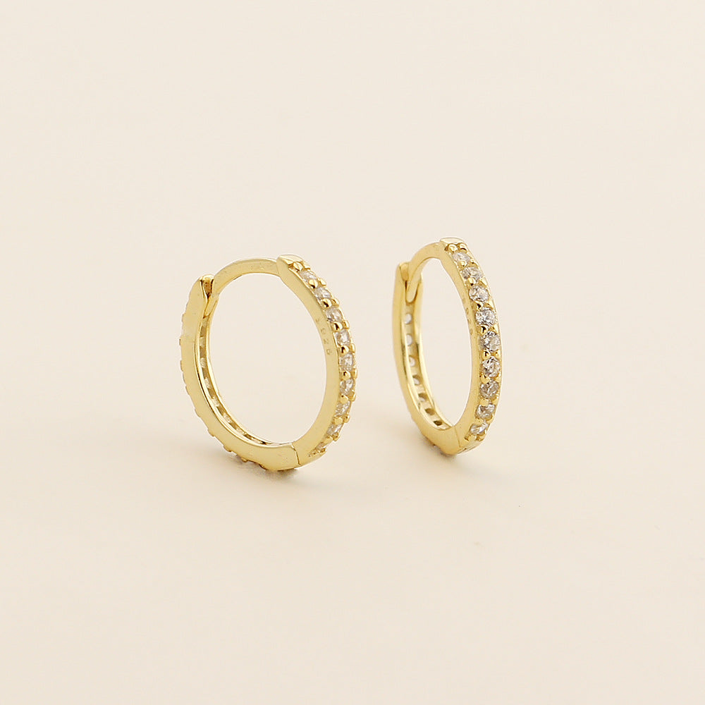 Pendientes de aro de plata de ley 925 con diseño geométrico de estilo vintage con incrustaciones de diamantes de imitación para mujer