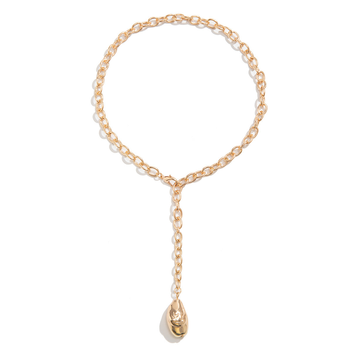 Collar vintage de cuentas irregulares doradas con colgante de forma geométrica y acabado chapado en cadena sencilla para mujer