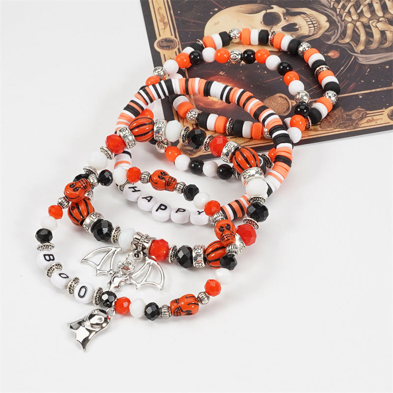 Juego de pulseras de cuentas con letras unisex casuales con colgante, pulsera de moda electrochapada de aleación para recuerdo de viaje