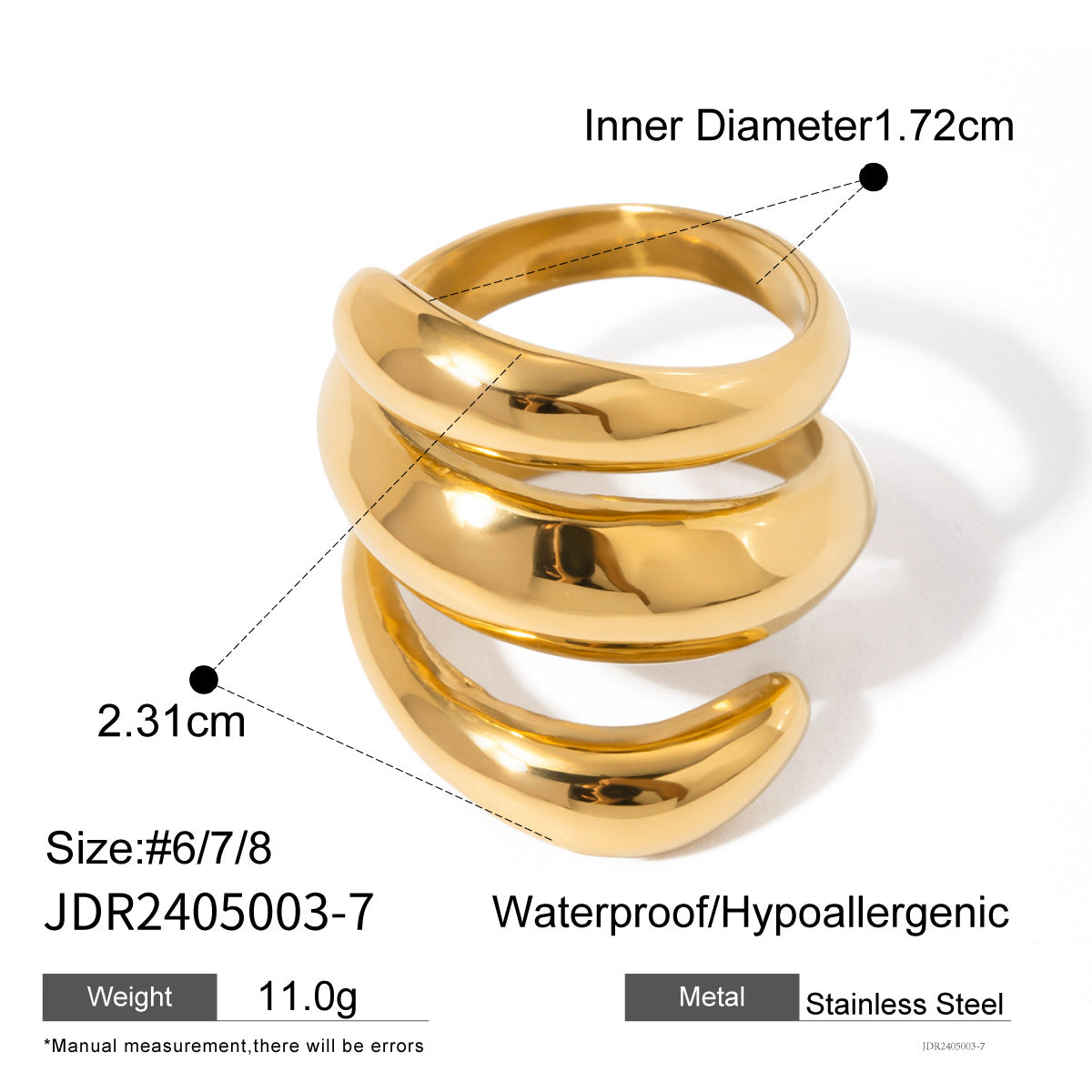 Minimalist Geometric Star Stainless Steel Plated Ring for Women