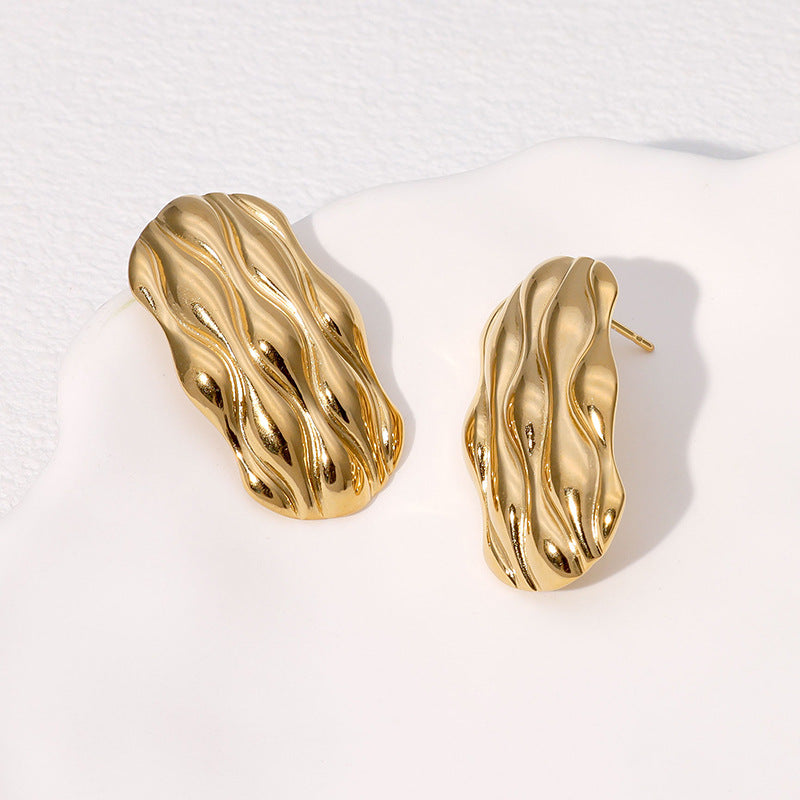 Minimalist Geometric Stainless Steel Earrings with Plated Finish for Women, Modern and Elegant Cold-Tone Fashion Ear Studs