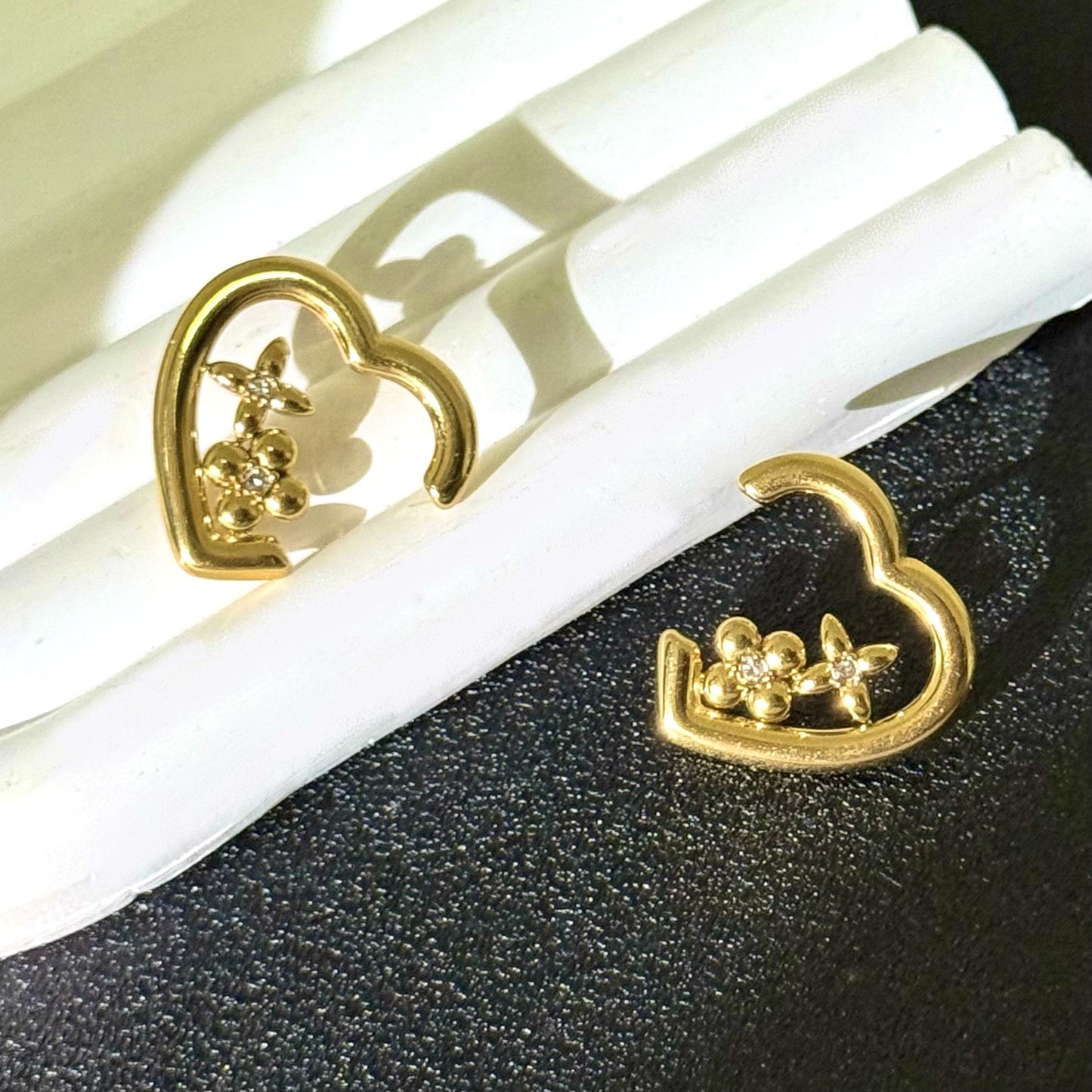 Elegant Hollow Heart Star Floral Stainless Steel Earrings for Women
