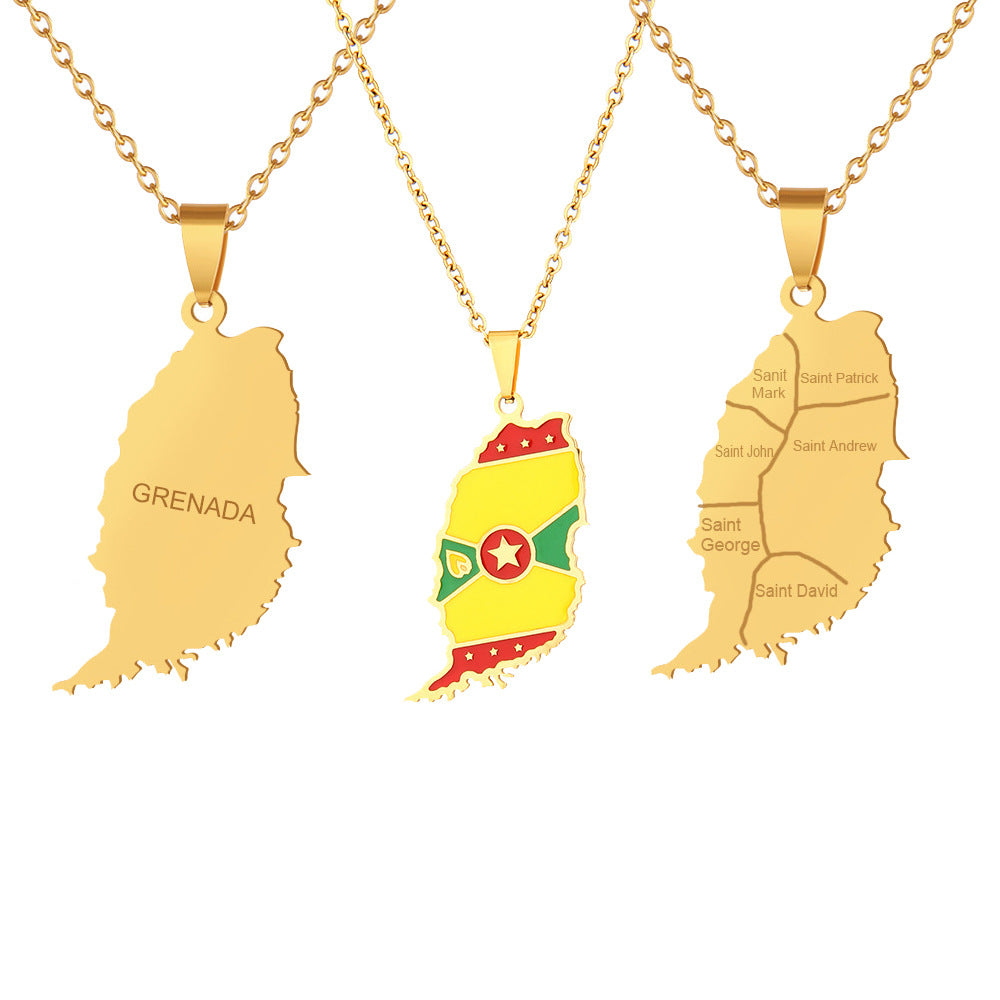 Collana con ciondolo in acciaio al titanio smaltato geometrico etnico per donna e uomo con catena a maglie in acciaio inossidabile
