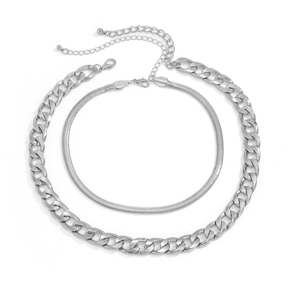 Set Collana con Ciondolo Geometrico Stile Punk con Catena a Serpente in Metallo Elettroplaccato da Donna
