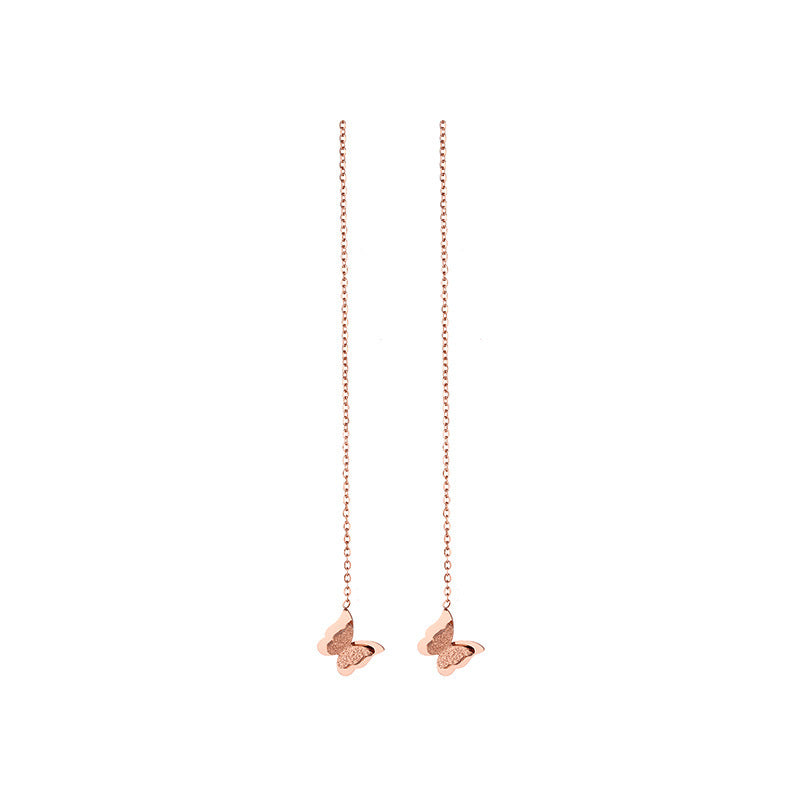 Minimalist Elegant 18K Gold Plated Titanium Steel Butterfly Drop Earrings