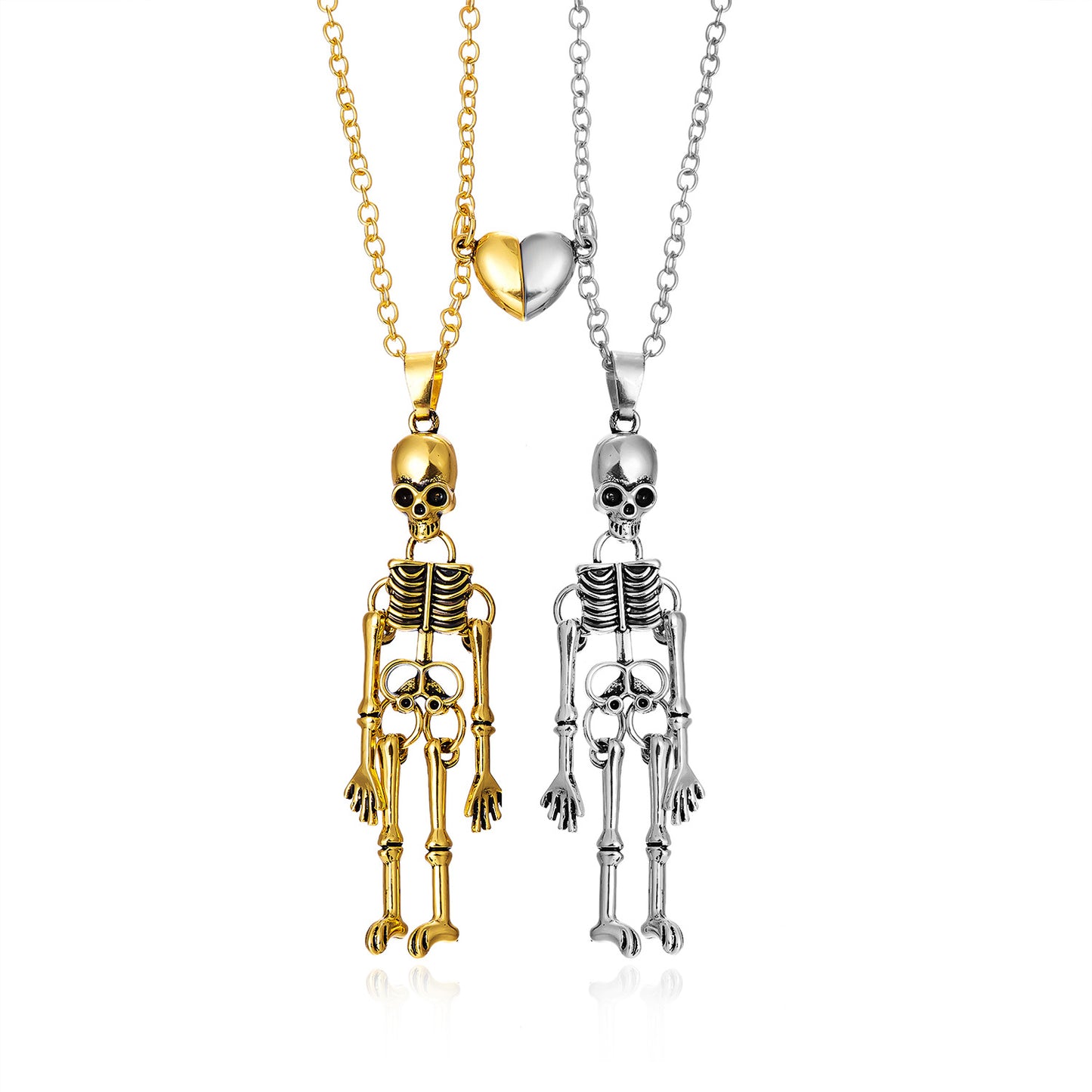 Collar con colgante de esqueleto geométrico minimalista para parejas con cadena de aleación galvanizada
