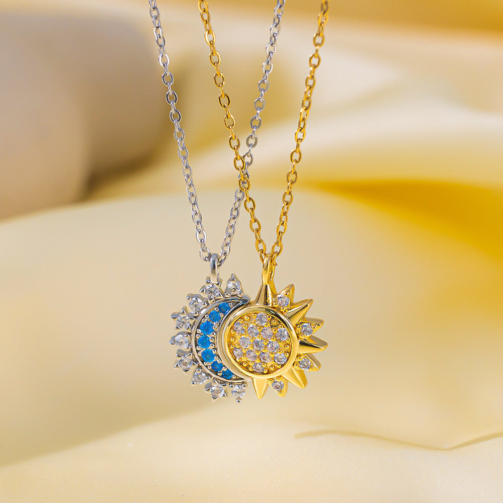 Luxury Minimalist Star and Geometric Shape Titanium Steel Necklace with Micro-Paved Zirconia for Women