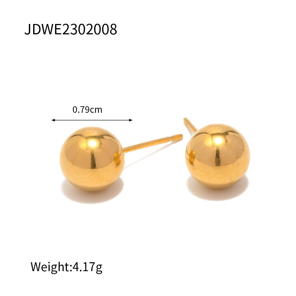 Pendientes de Acero Inoxidable Geométricos Estilo INS con Baño de Oro de 18K, Aretes Redondos, Joyería Femenina Versátil y a la Moda