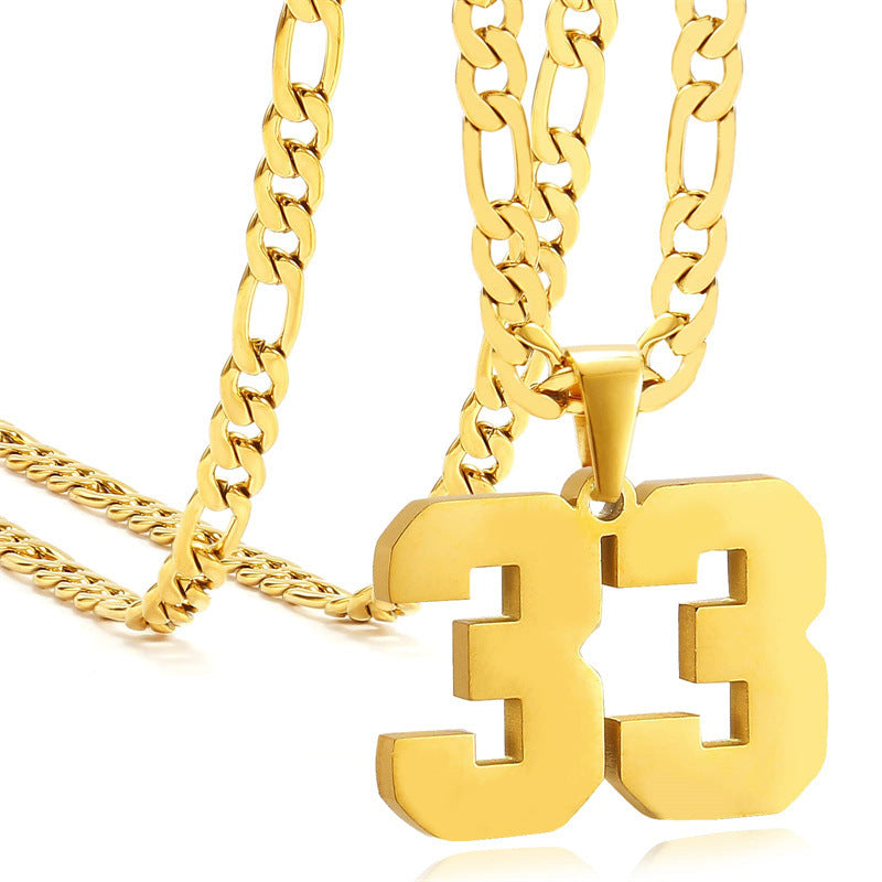 Minimalist Numeric Pendant Necklace for Men and Women Stainless Steel Chain with Polished Titanium Steel Charm