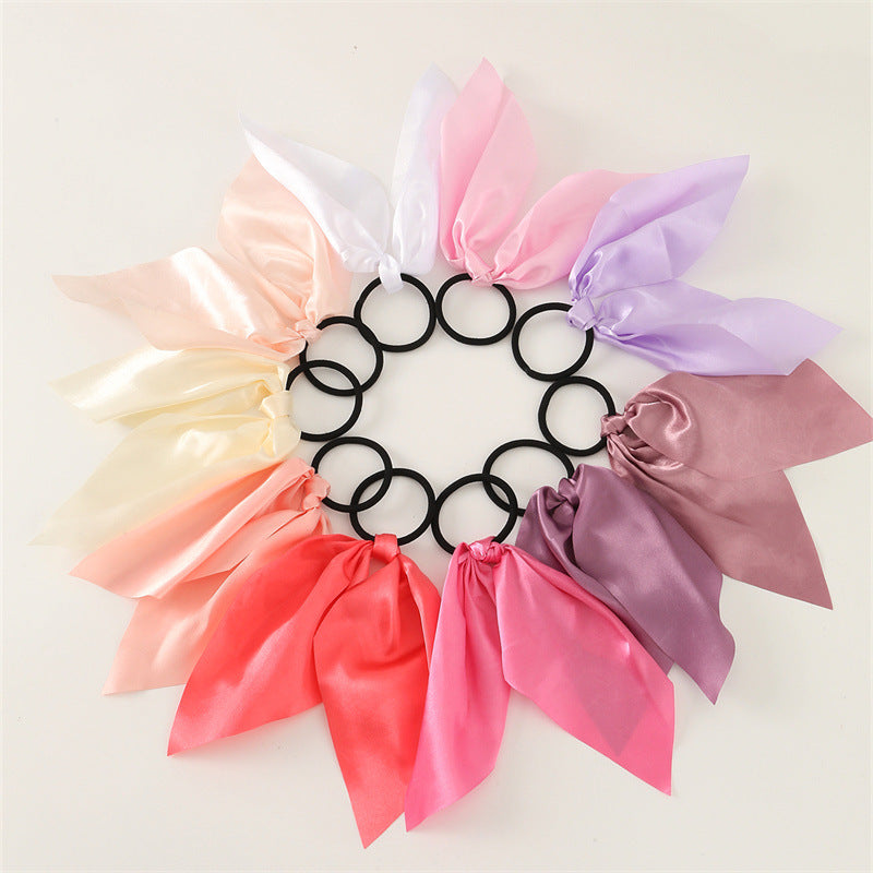 Elastici per Capelli Minimalisti in Raso con Piccoli Fiocchi Set da 10 Pezzi per Bambini