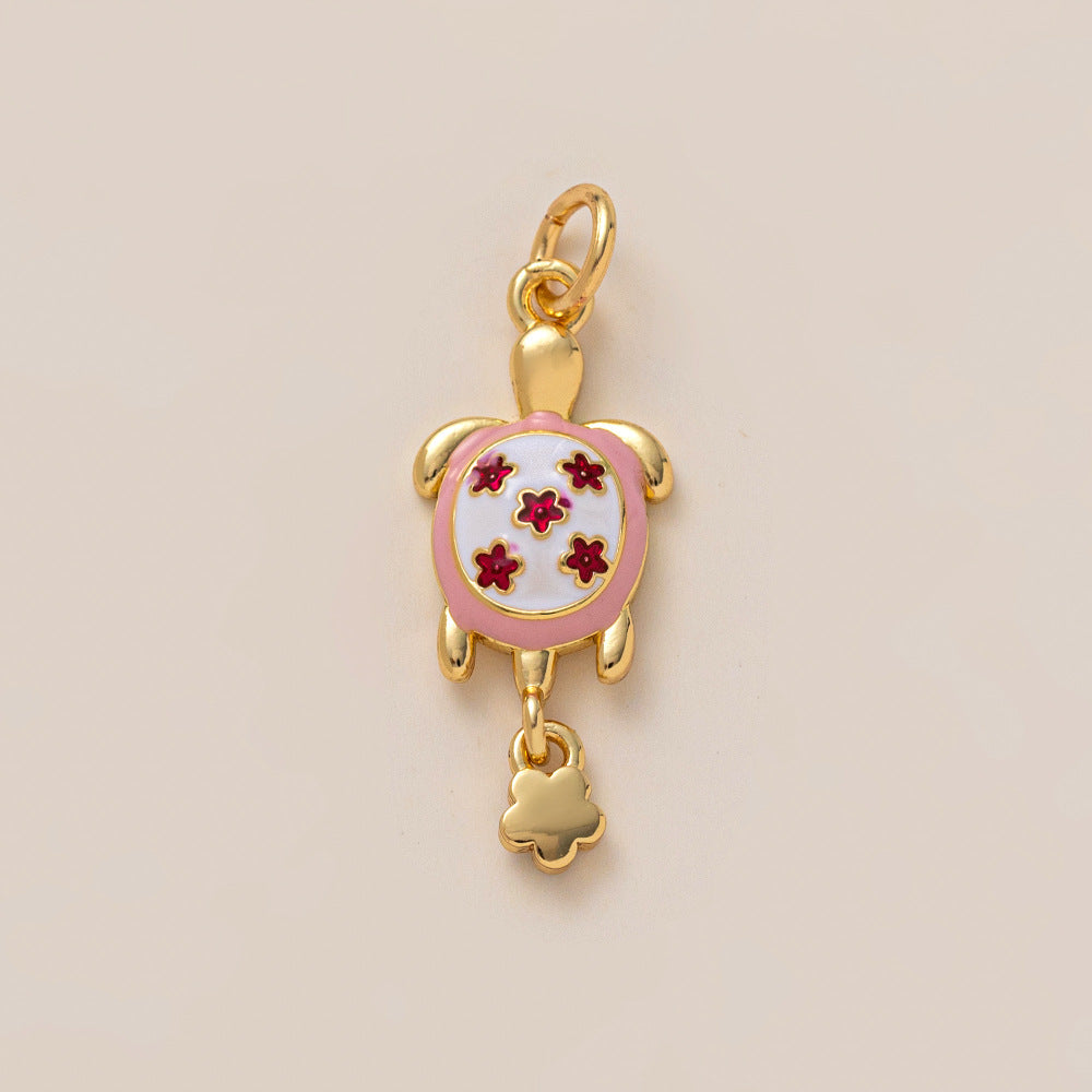Sweet Drip Oil PVD Gold Plated Brass Stainless Steel Animal Charm Bar with Rhinestone for Women