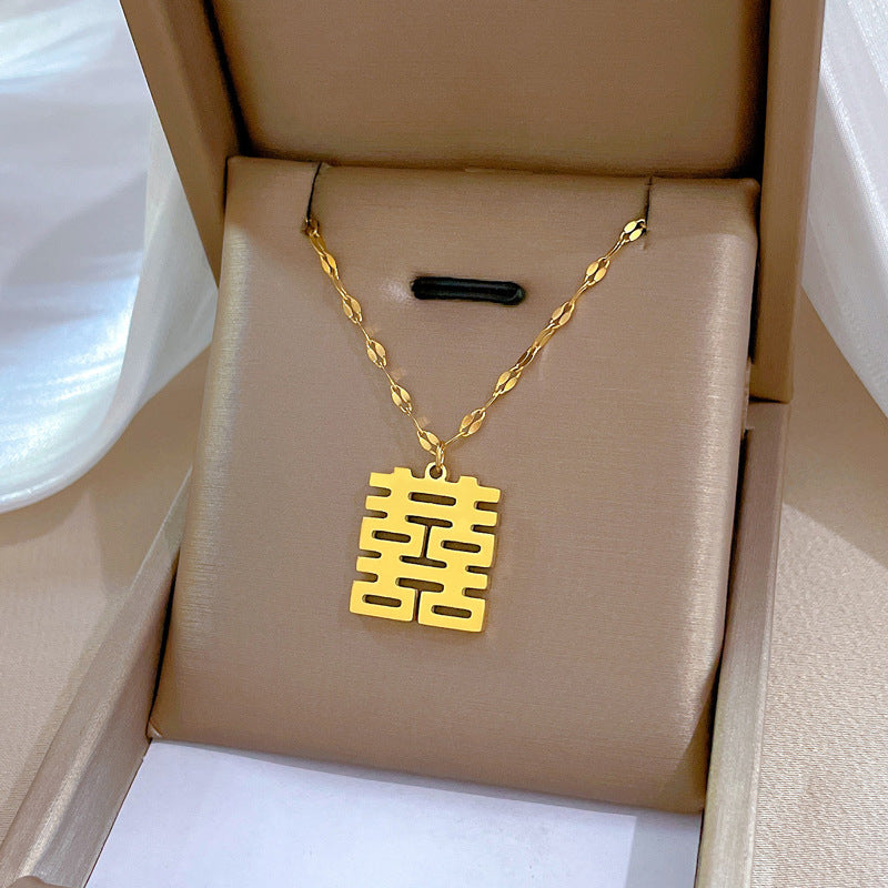 Collana Minimalista Geometrica in Acciaio Titanio Placcato per Uomo e Donna Stile Fresco e Dolce