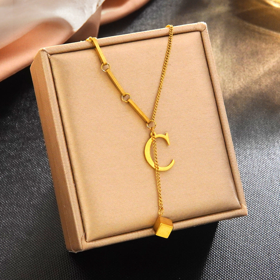 Minimalist Elegant 18K Gold Plated Stainless Steel Letter Bracelet