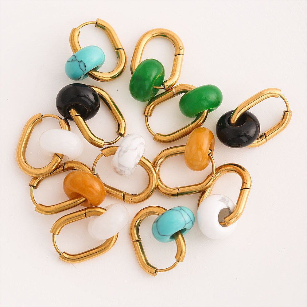 Arracadas de circonitas en forma de U de estilo natural con acabado chapado para mujer y hombre