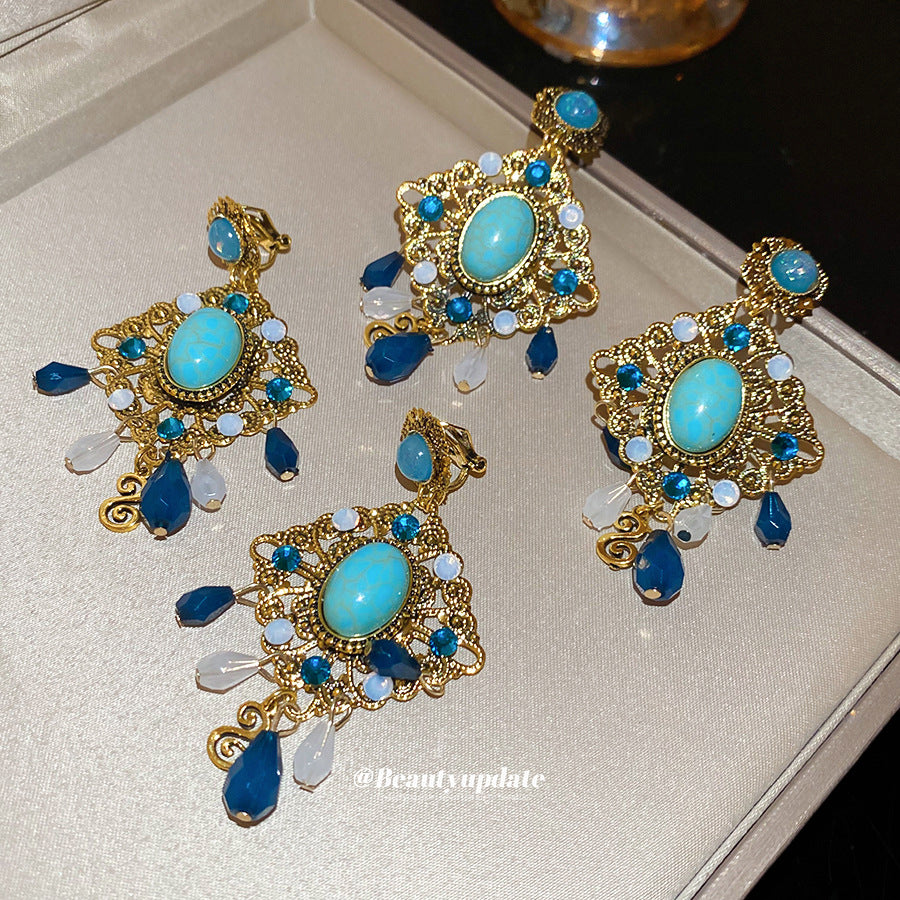 Pendientes de resina con diseño de rombo de estilo vintage con incrustaciones de diamantes de imitación para mujer, joyería minimalista geométrica para la oreja con postes de acero inoxidable