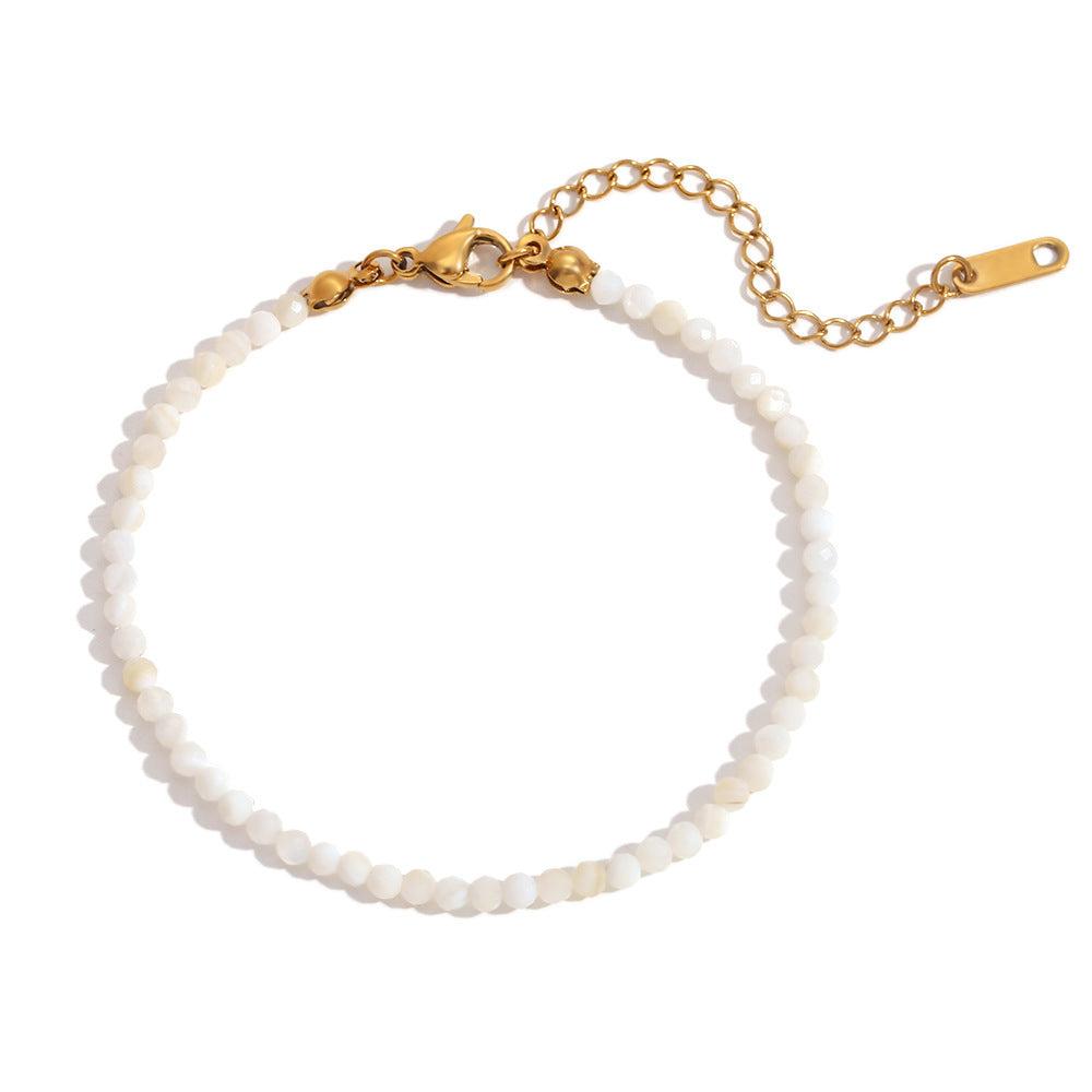 Elegant Geometric Stainless Steel 18K Gold Plated Natural Opal Bracelet for Women
