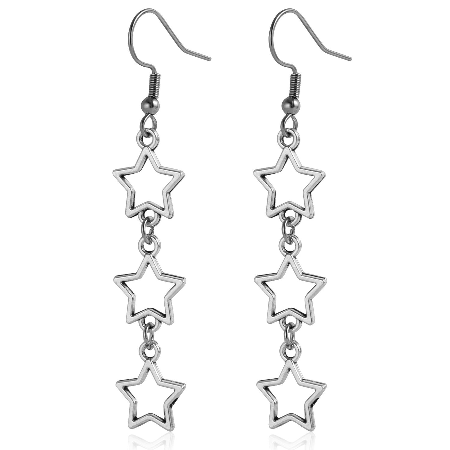 Pendientes de metal con forma de estrella calada, modernos y con acabado chapado, para mujer