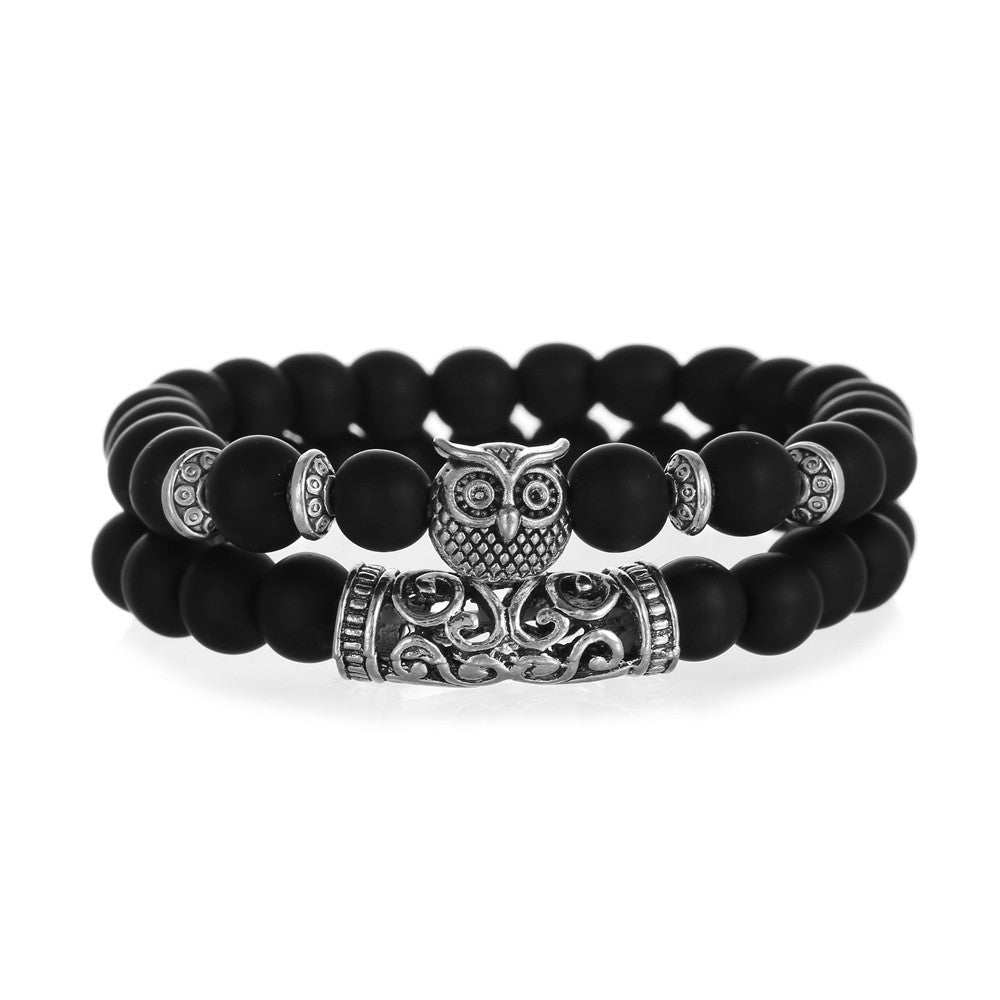 Animal Tiger's Eye Volcanic Stone Stretch Bracelet Set Unisex