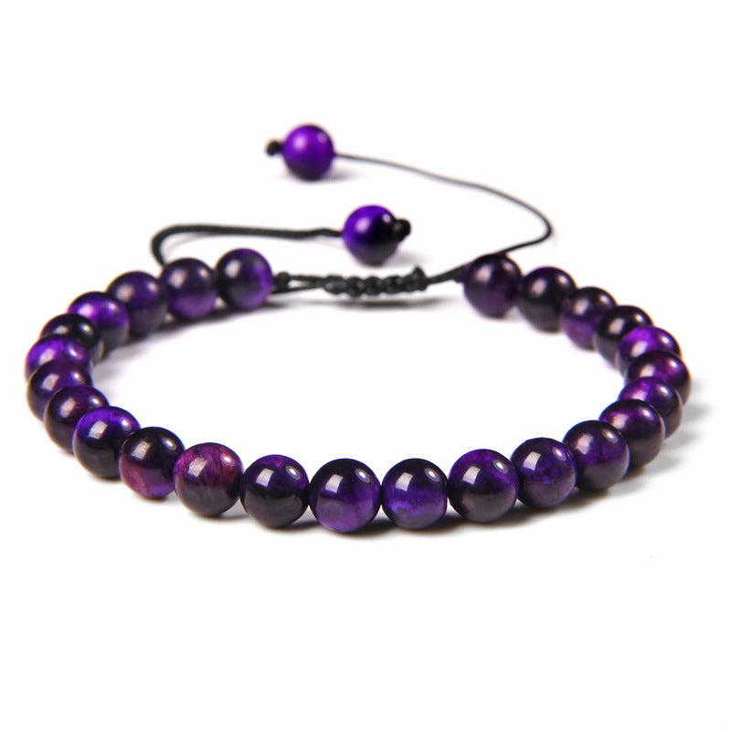 Sweet Sporty Geometric Natural White Crystal Stretch Bracelet 6mm Unisex Handmade Energy Bangle