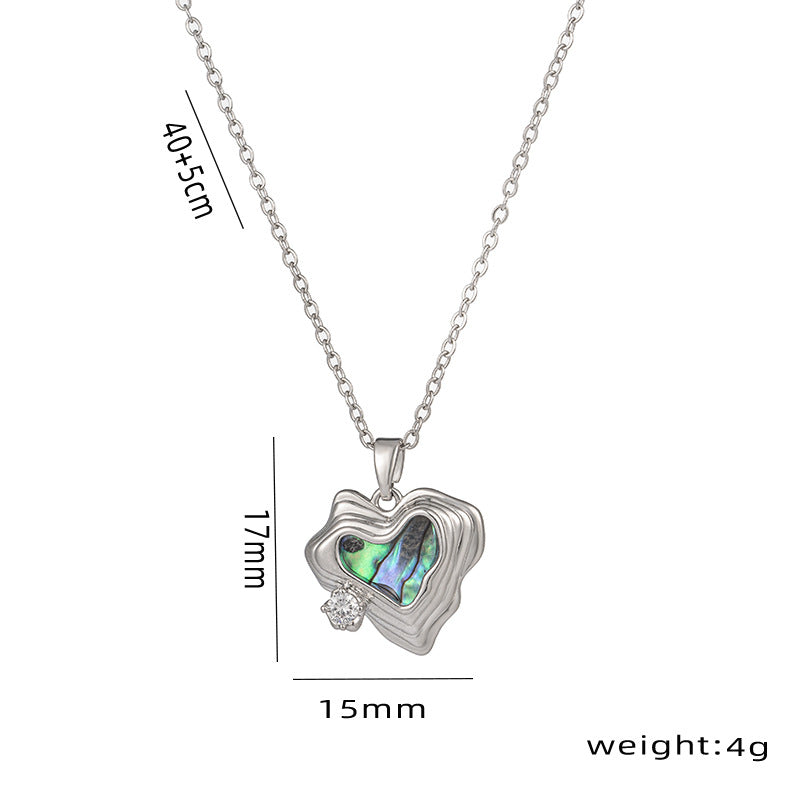 Minimalist Heart-Shaped Titanium Steel Pendant Necklace with Rhinestone Inlay for Women, O-Chain Locket Style
