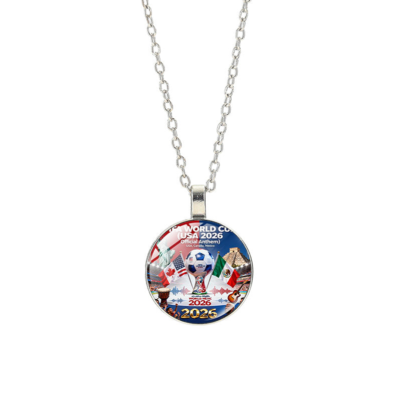 Collana sportiva casual in lega placcata argento con pendente in cristallo unisex
