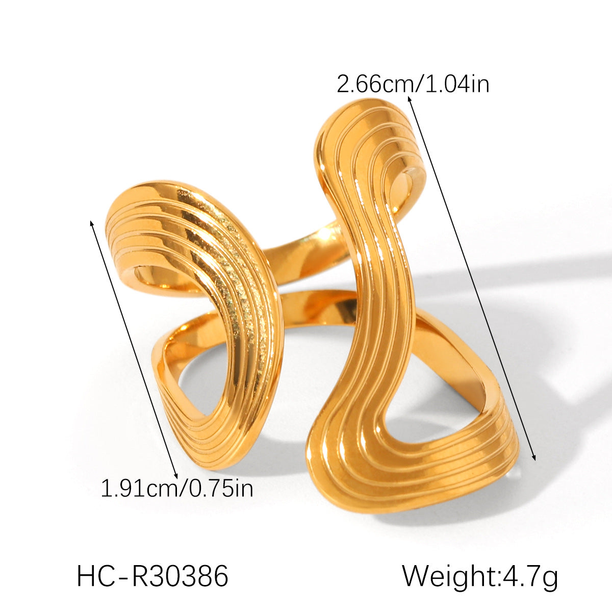 Minimalist Geometric Stainless Steel Ring with 18K Gold Plating for Women Titanium Steel Fade-Resistant Fashion Ring