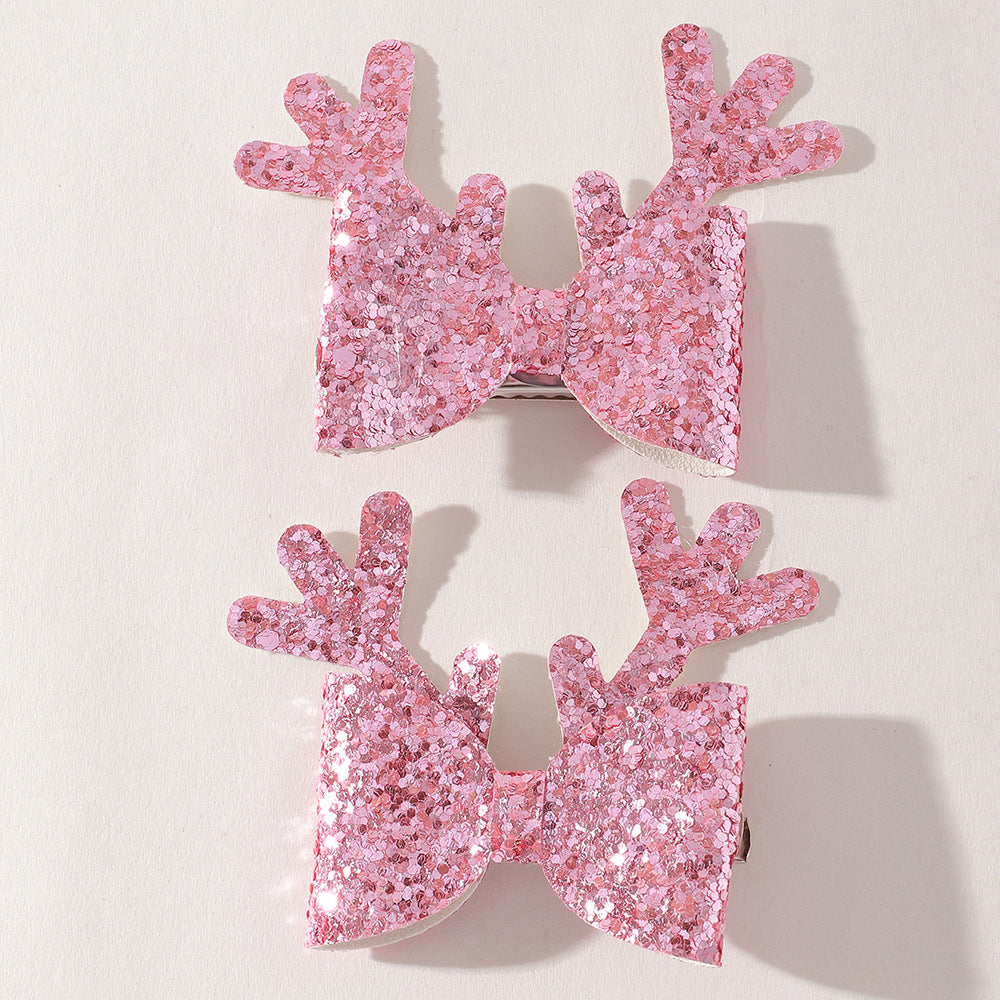 Set di Fermagli per Capelli Fatti a Mano a Forma di Fiocco per Bambine con Design a Orecchie di Cervo e Finitura Glitterata, Accessori per Capelli in Tessuto per Bambini dai 6 ai 10 Anni
