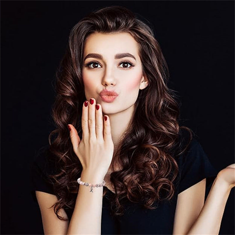 Elegant Geometric Alloy Bracelet with Ribbon Pendant for Women