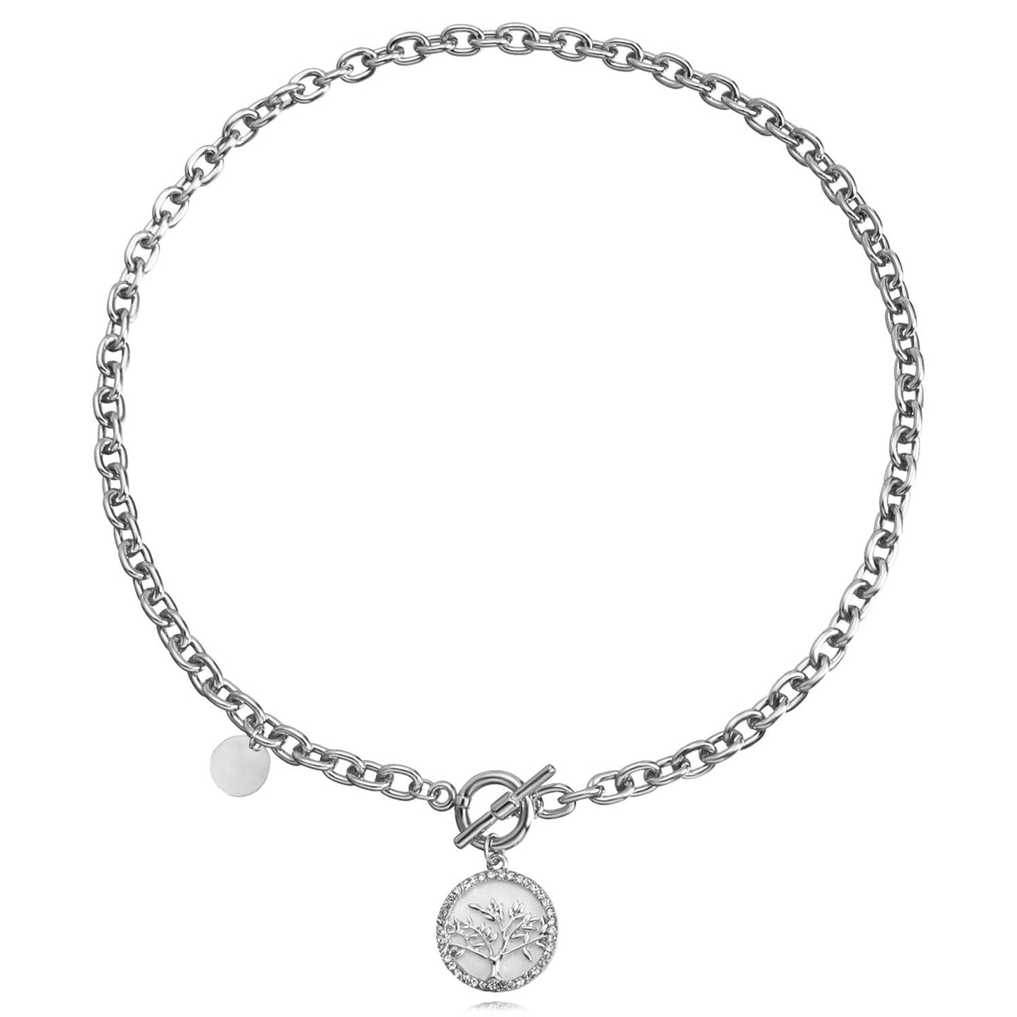 Punk Style Geometric Mother-of-Pearl Pendant Necklace for Women Alloy Chain with Plating Finish