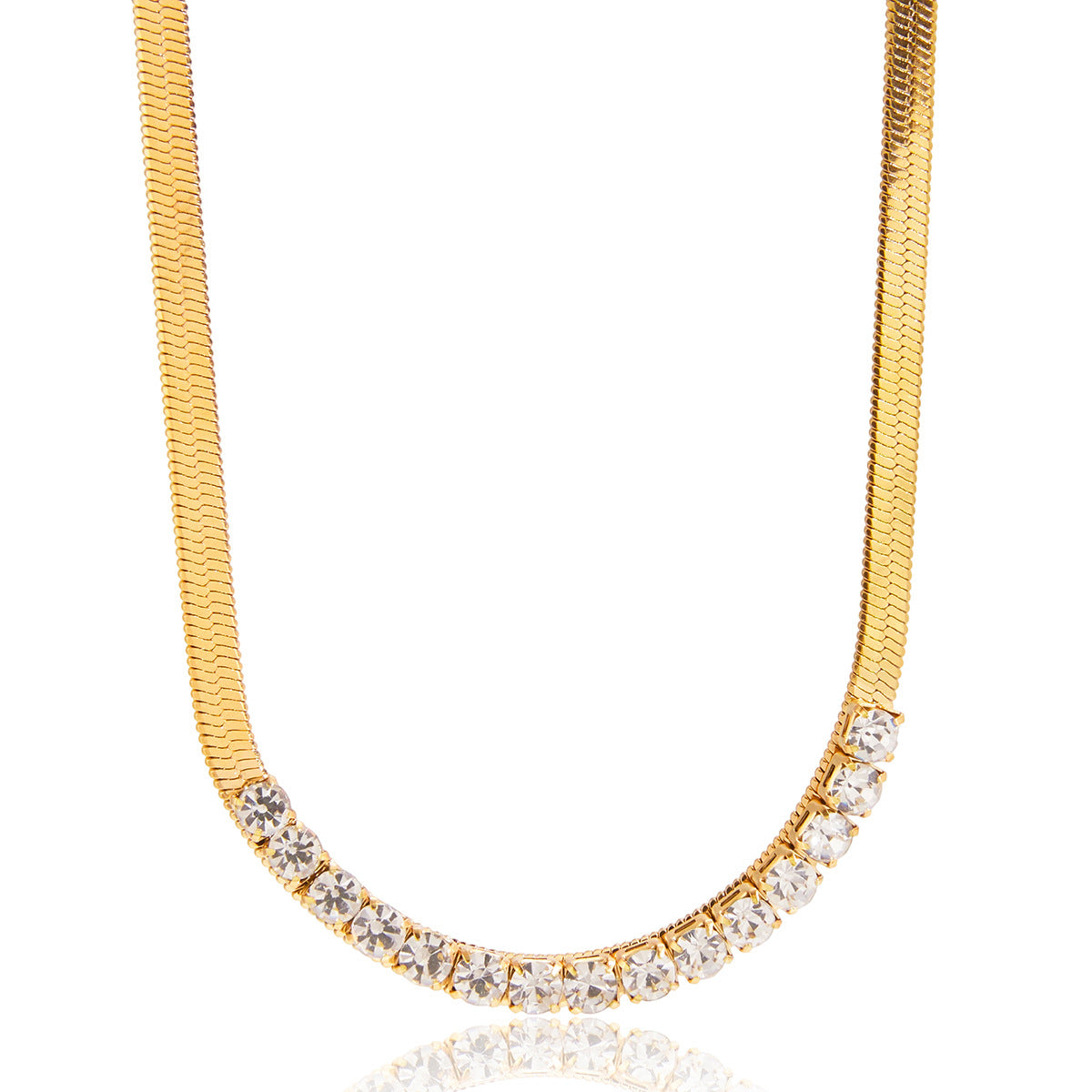 Collar minimalista geométrico de acero de titanio con colgante de diamantes de imitación chapado en PVD de oro de 18 quilates para mujer