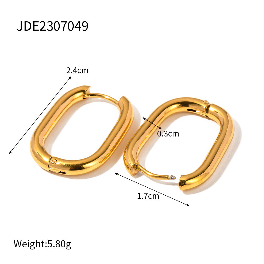 INS Style Heart-Shaped Titanium Steel Earrings with 18K Gold Plating for Women