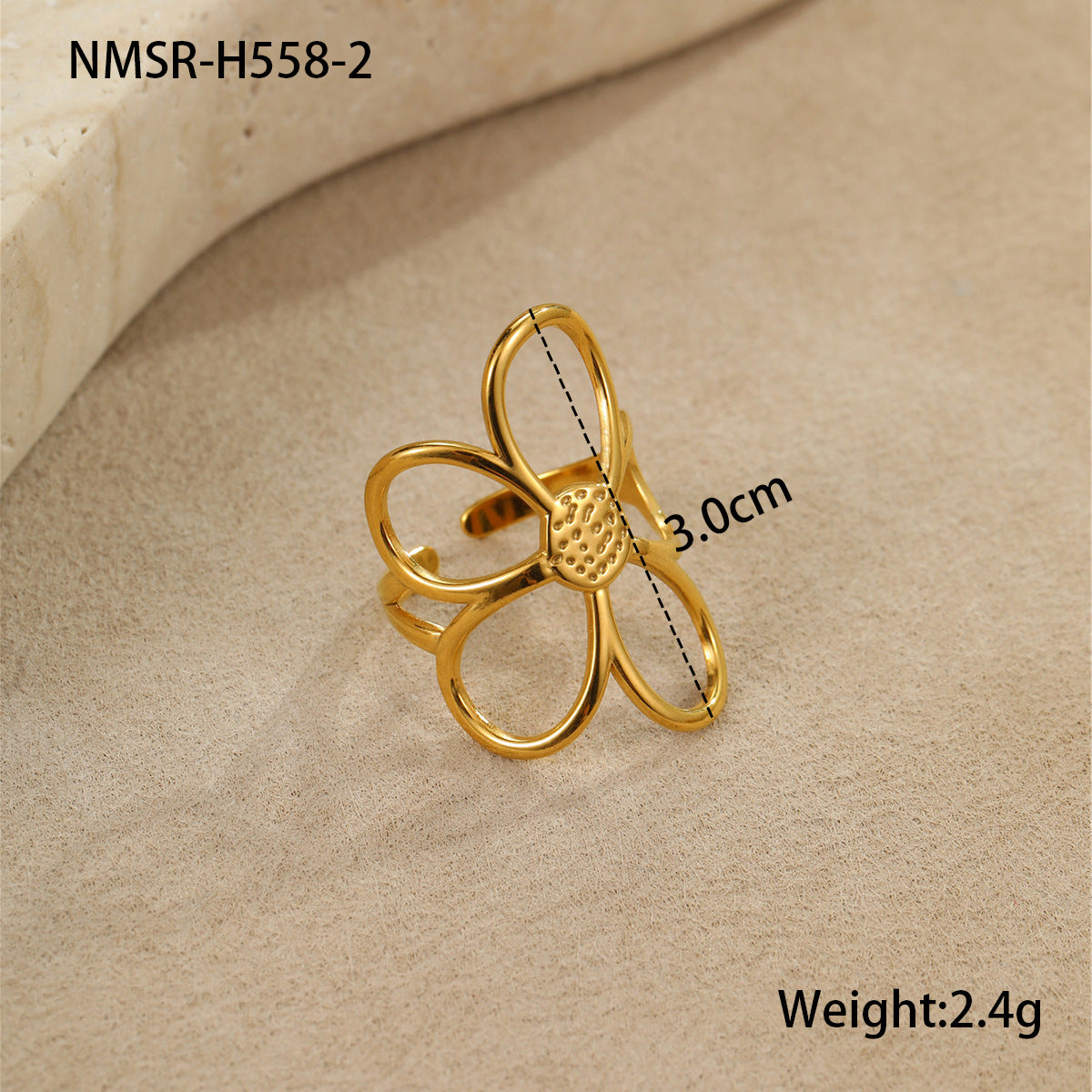 Luxury Vintage Style Hollow Flower Titanium Steel Ring and Stainless Steel Earrings for Women