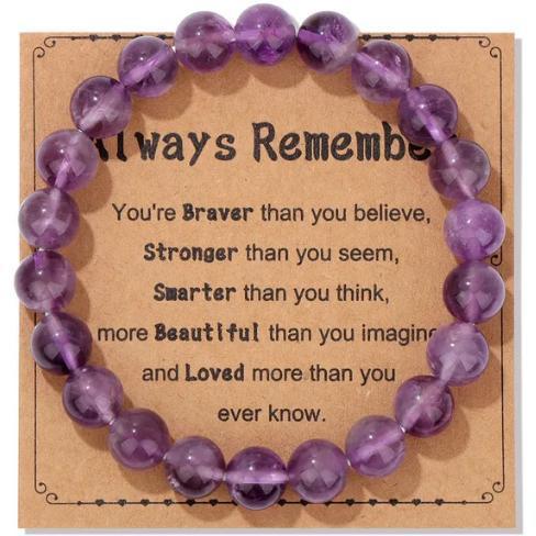 Natural Pink Zebra Agate and Amethyst Round Geometric Bracelet for Men and Women