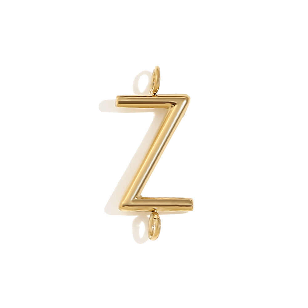 Minimalist 18K Gold Plated Stainless Steel Letter Charm Bar