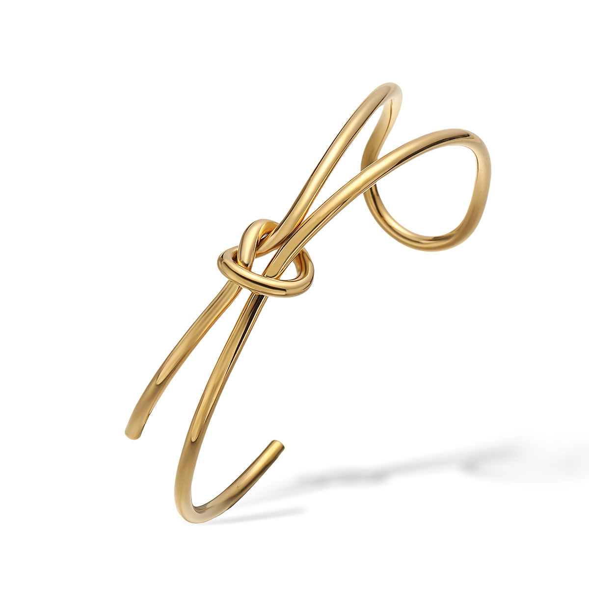 Bracciale aperto geometrico minimalista di lusso da donna in acciaio inossidabile placcato oro 18K dal design irregolare