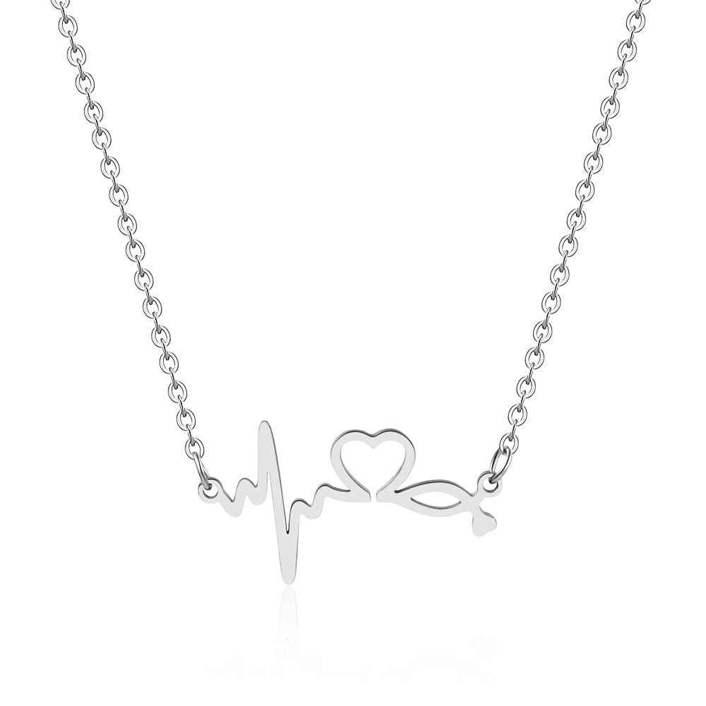 Geometric Gold Plated Stainless Steel Pendant Necklace with Snake Chain for Women