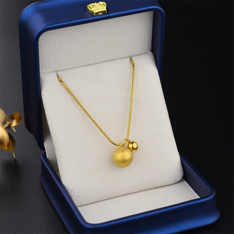 Matte Finish Geometric Small Gold Ball Snake Chain Necklace for Women Titanium Steel Plated Jewelry