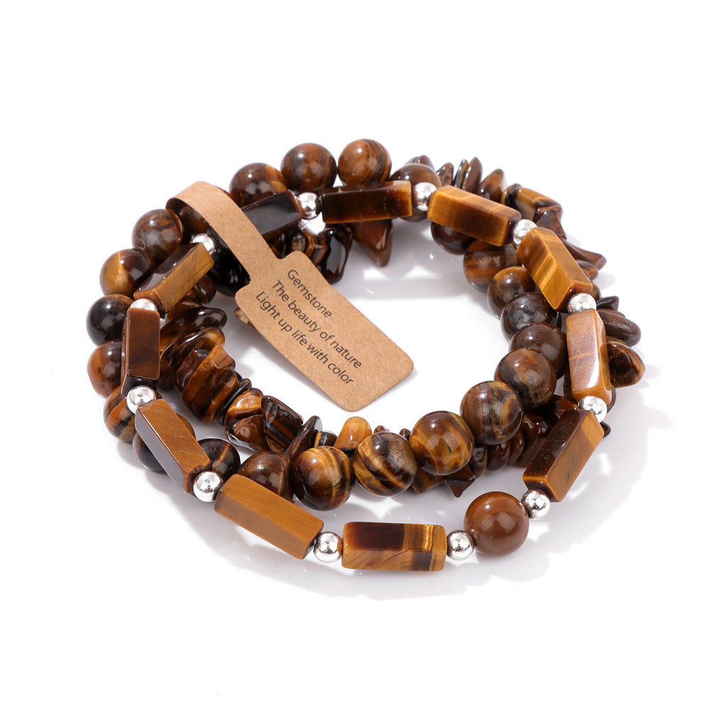 Vintage Geometric Rectangle Crystal Beaded Bracelet Set for Unisex