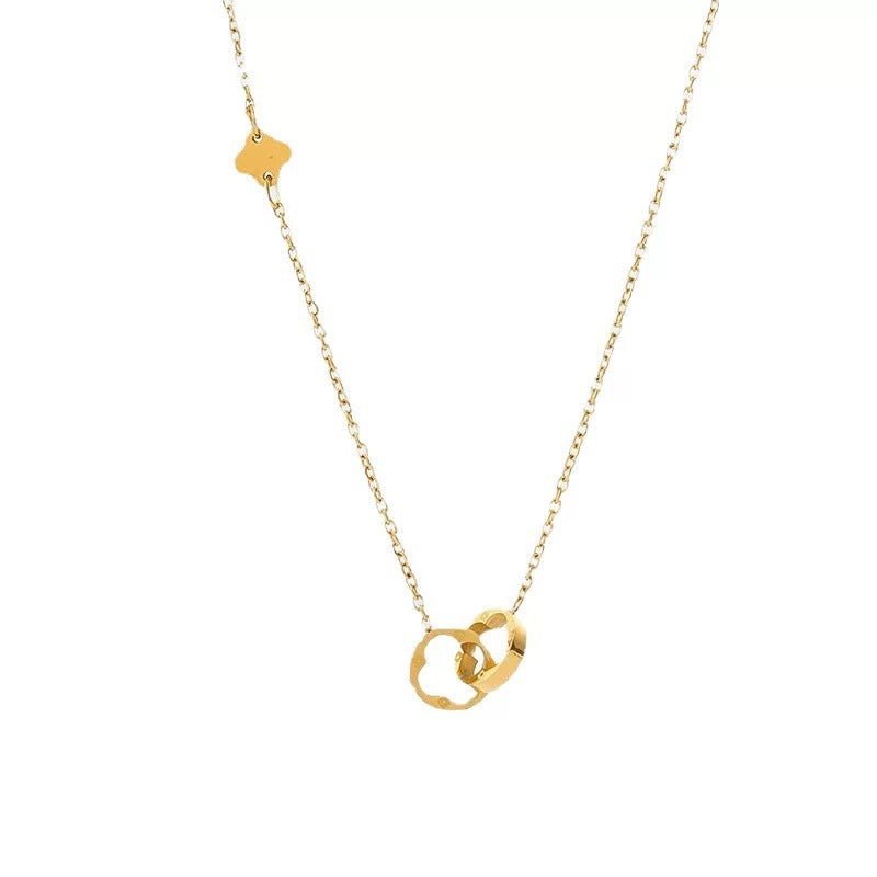 Minimalist Casual Titanium Steel Plated Plant Pendant Necklace for Unisex