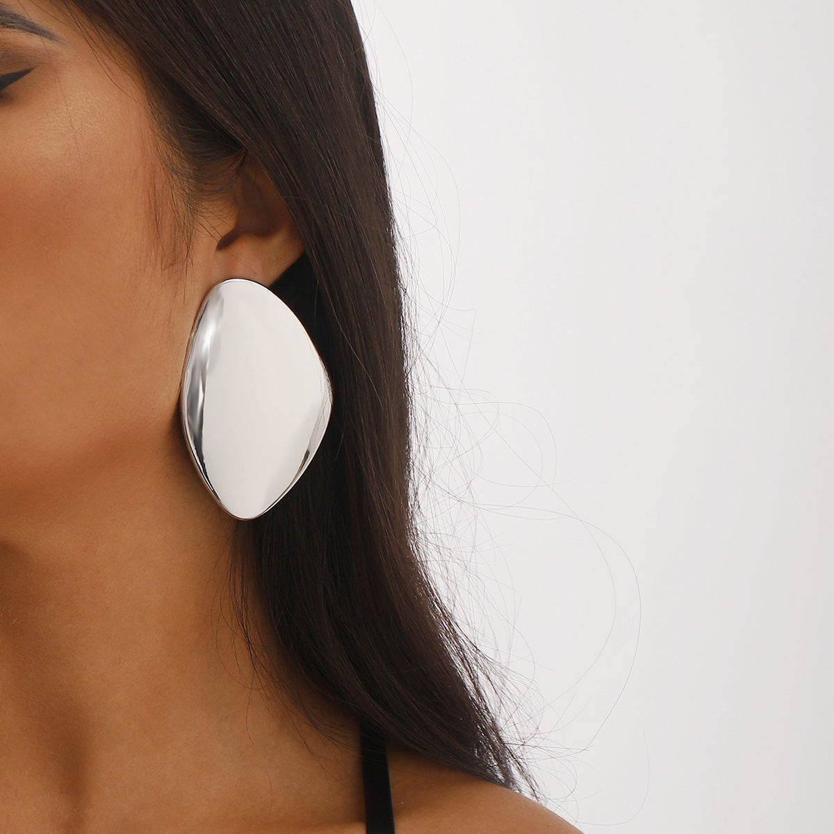 Pendientes de aleación con forma de guijarro irregular, geométricos, minimalistas y de estilo punk, con acabado galvanizado para mujer