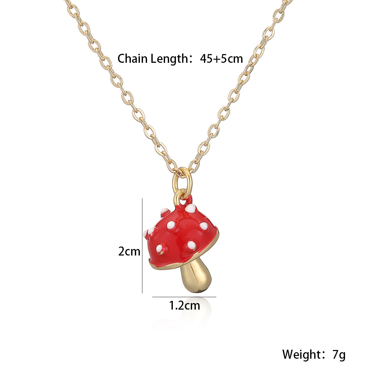 Minimalist Gold Plated Drip Oil Geometric Mushroom Pendant Necklace for Women