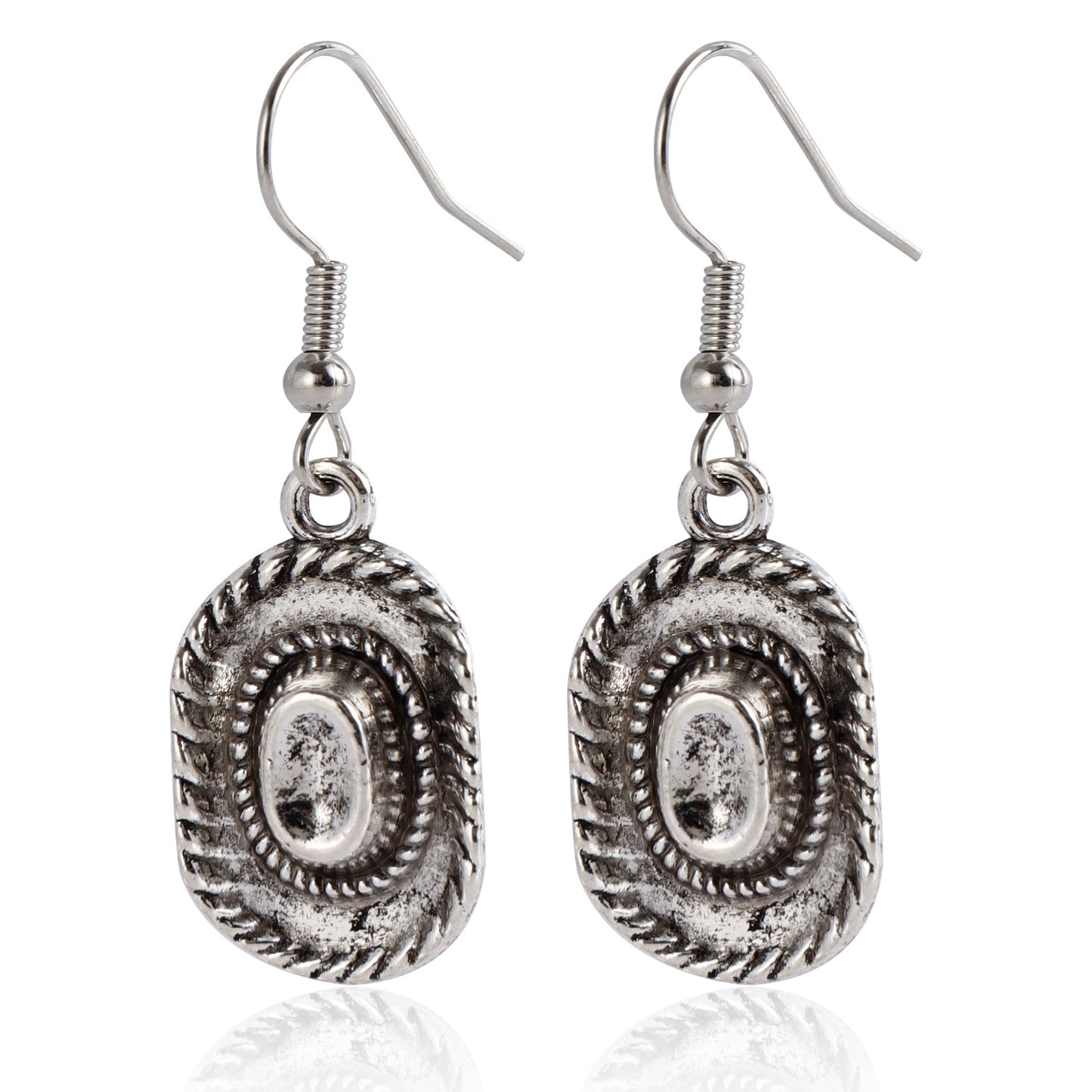 Pendientes de aro de metal geométricos estilo Punk Western con borlas y colgante de cactus para mujer