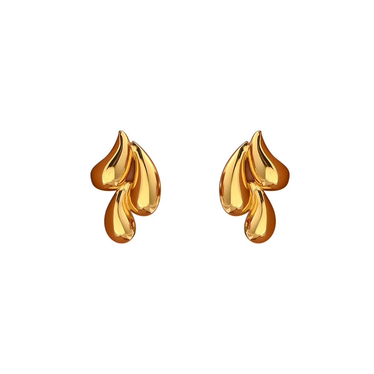 Pendientes de Tuerca Geométricos Minimalistas de Moda con Espiga de Trigo de Aleación de Zinc Chapados en Oro de 18K para Mujer