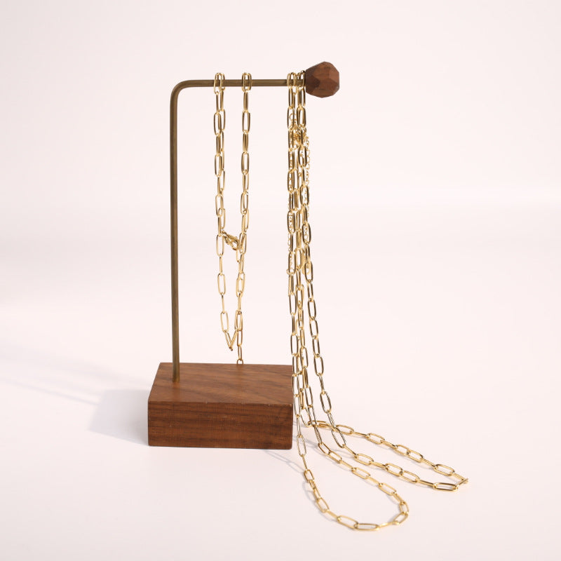 Collana a Catena Geometrica Minimalista Unisex da 3mm in Acciaio Inossidabile Placcato Oro 18K