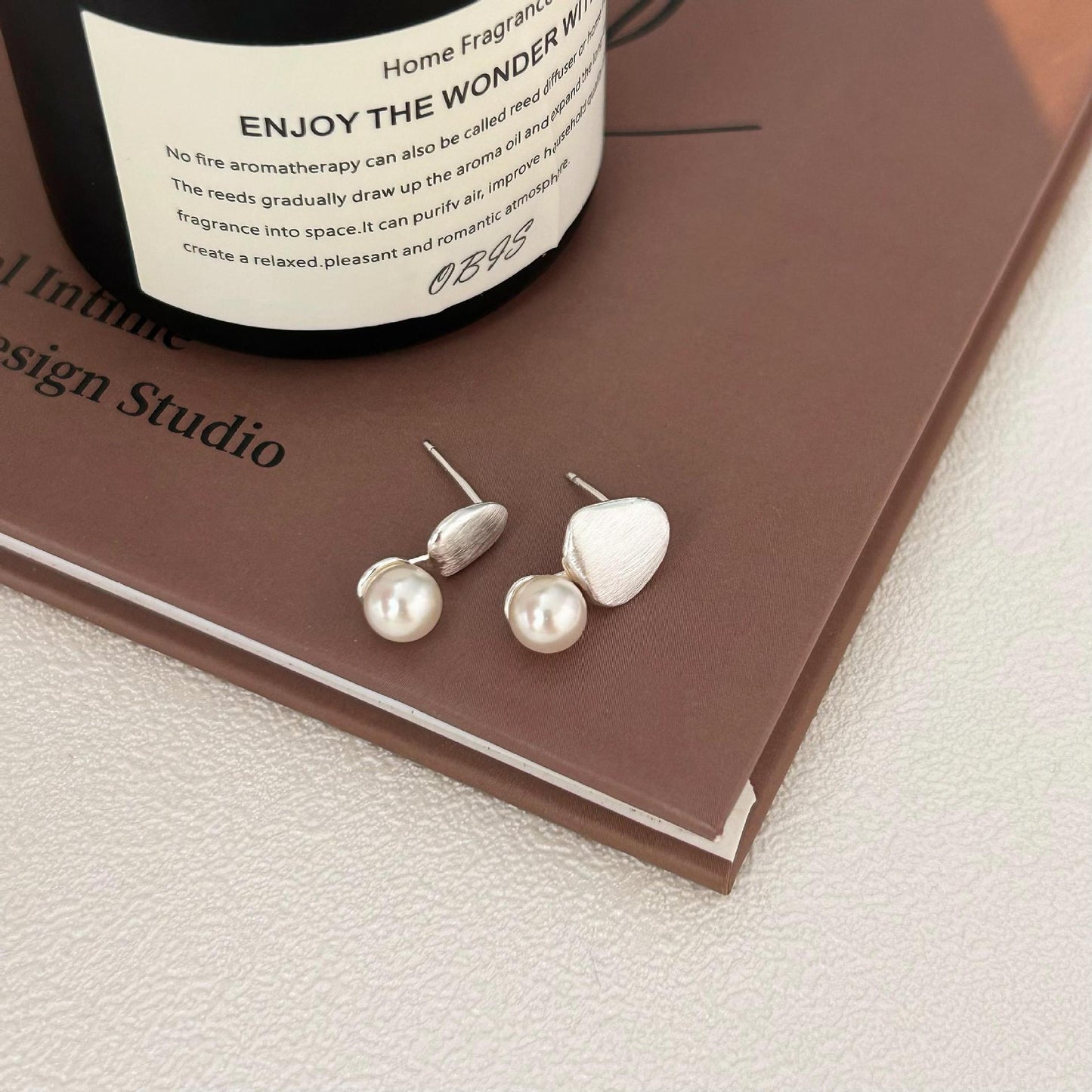 Minimalist Irregular Textured Pearl Stud Earrings in 925 Sterling Silver with Gold Plating