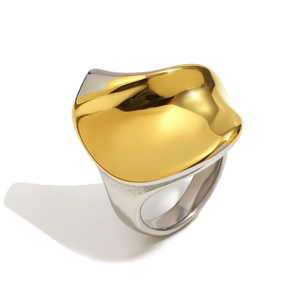 Anello in Acciaio Inox Geometrico Minimalista con Placcatura in Oro 18K da Donna